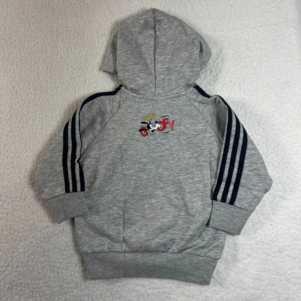 Adidas Goofy Hoodie Kids‎ 12M Gray Disney Sport Graphic Pullover Vintage NWT